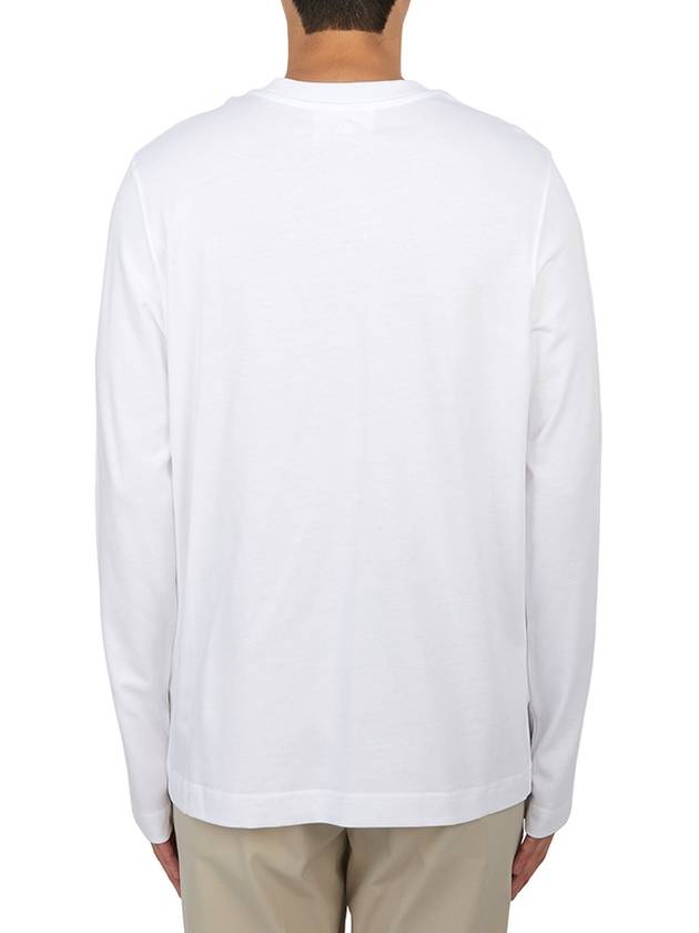 Chain Stitch Heart Logo Long Sleeve T-Shirt White - AMI - BALAAN 4