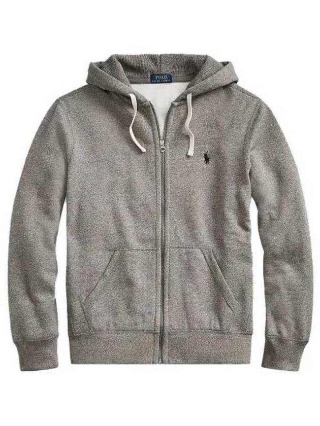 Classic Embroidered Logo Zip Up Hoodie Grey - POLO RALPH LAUREN - BALAAN 2