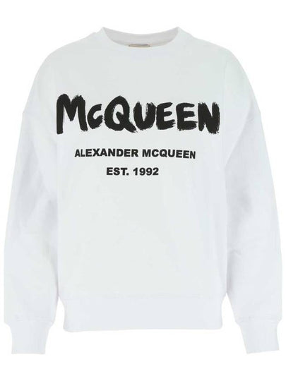 Logo Print Cotton Sweatshirt White - ALEXANDER MCQUEEN - BALAAN 2