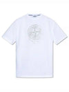 Men's Logo Print Crew Neck Short Sleeve T-Shirt White - STONE ISLAND - BALAAN 2