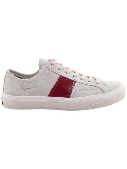 Logo Detail Suede Low Top Sneakers Ivory Red - TOM FORD - BALAAN.