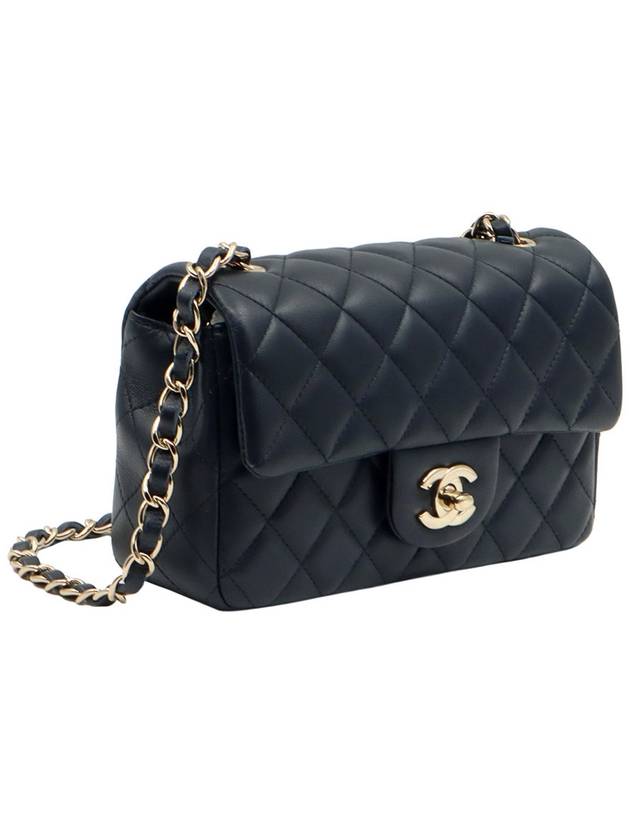 Dark Navy Lambskin CC Logo Champagne Gold Chain Classic New Mini Flap Shoulder Bag 29th A69900 - CHANEL - BALAAN 4