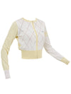 Golf Wear Diamond Punching Summer Knit Zip-up Yellow - J JANE - BALAAN 3