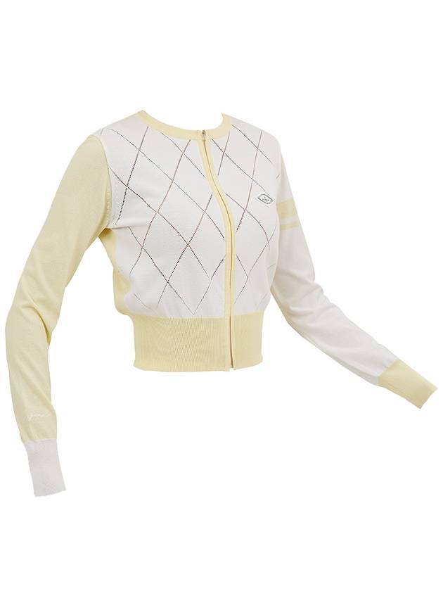 Golf Wear Diamond Punching Summer Knit Zip-up Yellow - J JANE - BALAAN 3