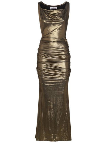 Vivienne Westwood Gold Tone Viscose Maxi Dress - VIVIENNE WESTWOOD - BALAAN 1