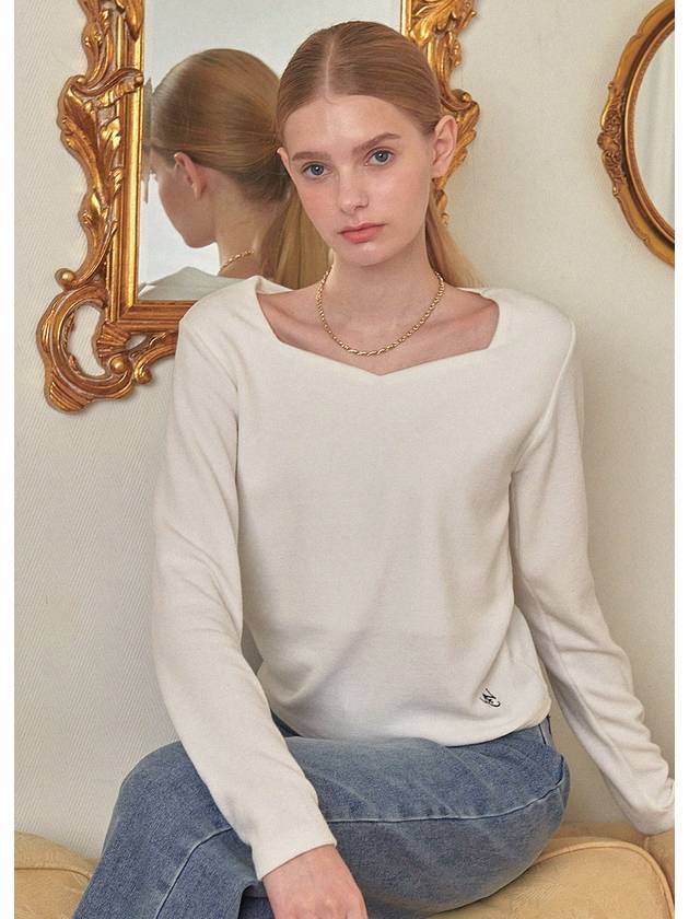 Women Ivy Heartneck Long Sleeve T-Shirt Ivory - MICANE - BALAAN 1