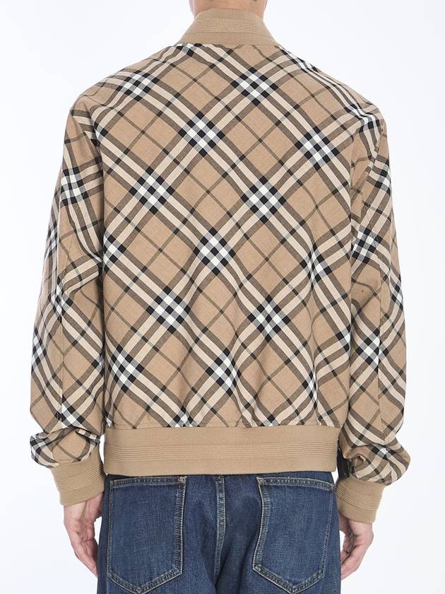 Harrington Check Wool Blend Zip-Up Jacket Brown - BURBERRY - BALAAN 5