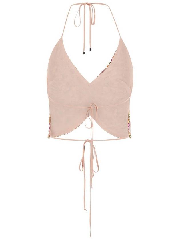 Pink Butterfly Cropped Top With Rhinestones In Viscose Woman - BLUMARINE - BALAAN 2