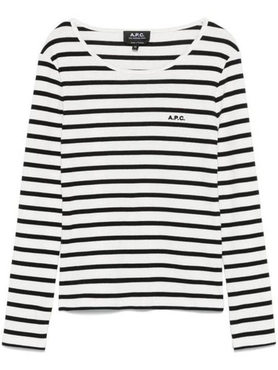 Logo Striped Long Sleeve T-Shirt Black White - A.P.C. - BALAAN 2