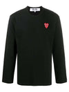 Play Double Heart Waffen Long Sleeve T-Shirt Black - COMME DES GARCONS - BALAAN 1