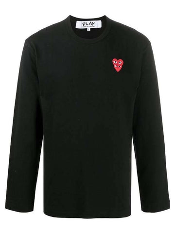 Double Heart Wappen Long Sleeve T-Shirt Black - COMME DES GARCONS - BALAAN 1