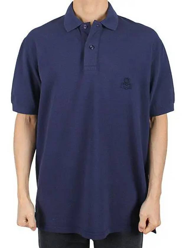 Afko Logo Cotton Polo Shirt Navy - ISABEL MARANT - BALAAN 2