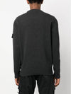 Logo Patch Crew Neck Wool Knit Top Melange Charcoal - STONE ISLAND - BALAAN 3