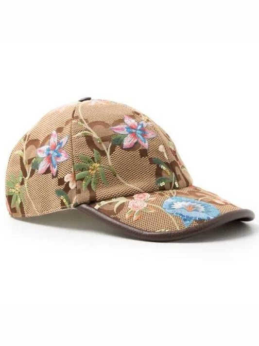 Flower Embroidered Ball Cap Beige - GUCCI - BALAAN 2