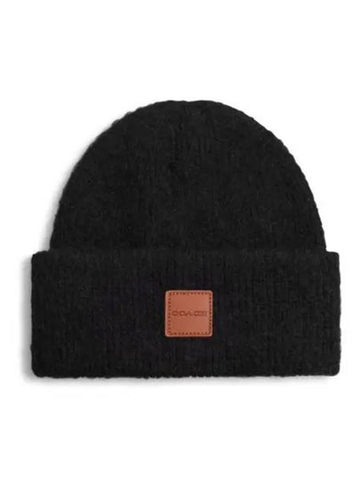 Knit Leather Patch Beanie Black - COACH - BALAAN 2