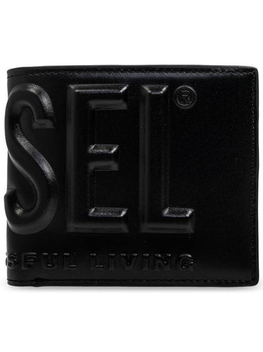 Embossed Logo Half Wallet Black - DIESEL - BALAAN 1