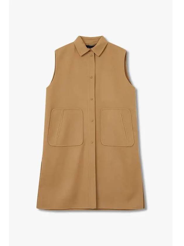 Women s Sleeveless Wool Single Coat Camel - HERNO - BALAAN 1