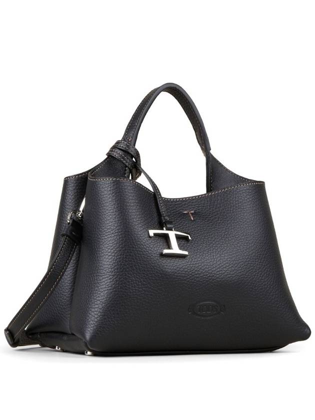 Logo Charm Leather Micro Tote Bag Black - TOD'S - BALAAN 5