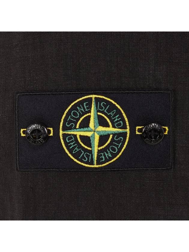 Compass Badge Linen Blend Shirt Jacket Black - STONE ISLAND - BALAAN 5