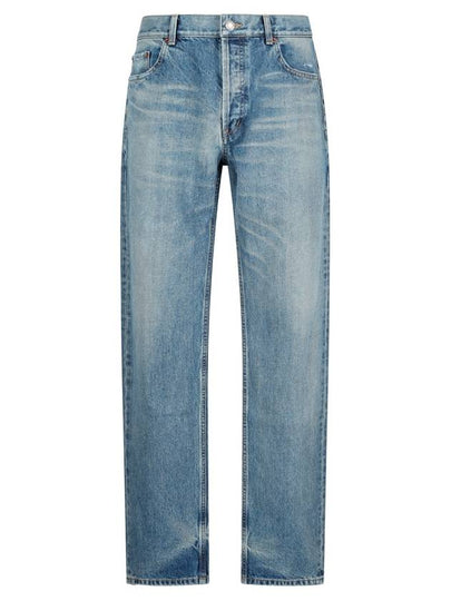 Cotton Straight Leg Jeans Blue - SAINT LAURENT - BALAAN 2