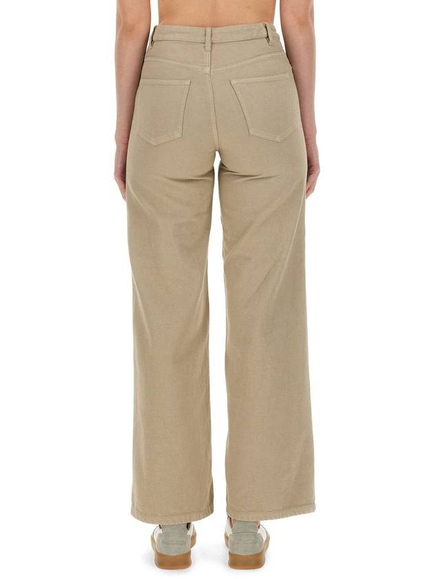 Regular Fit Denim Cotton Wide Pants Beige - A.P.C. - BALAAN 4