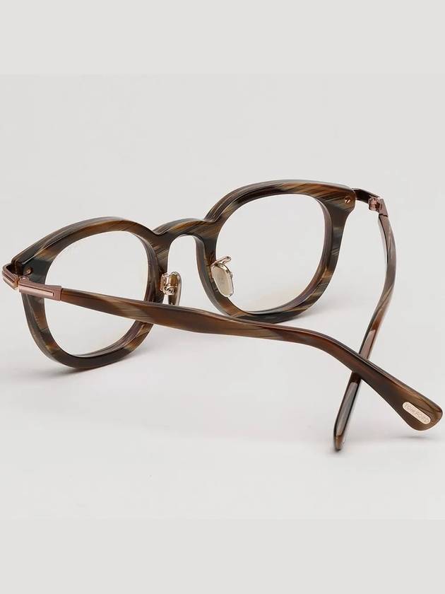 Blue light blocking glasses frame TF6009DB 062 Brown horn rim fashion round Asian fit - TOM FORD - BALAAN 4