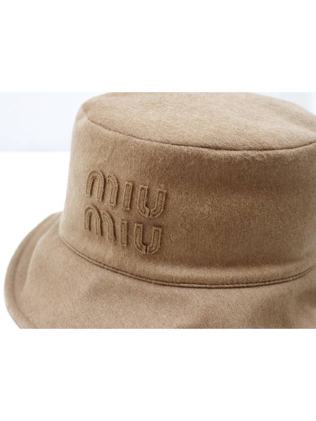 Wool camel brown logo bucket hat 5HC196 - MIU MIU - BALAAN 3