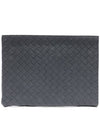 Men's Intrecciato Half-Zip Clutch Bag Green - BOTTEGA VENETA - BALAAN 2