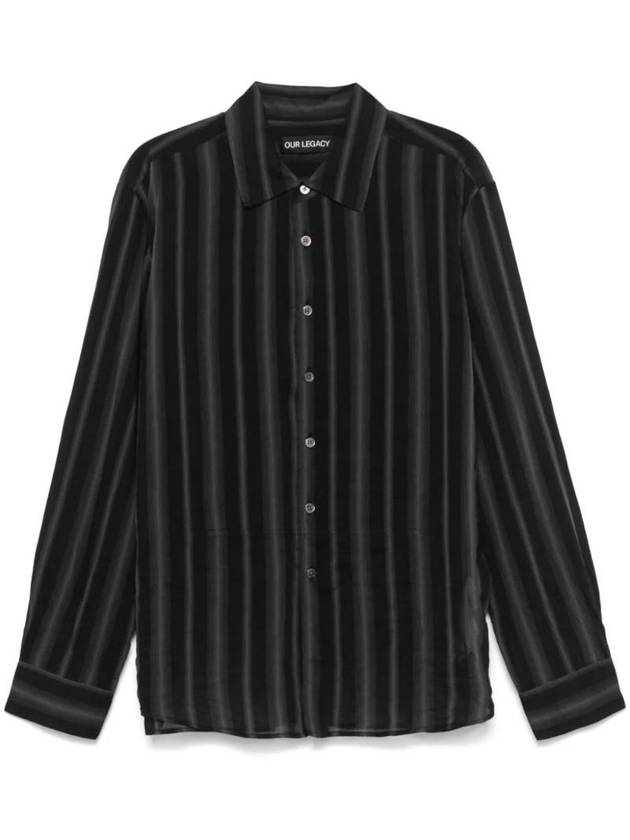 Adorn Stripe Sheer Cotton Silk Long Sleeve Shirt Black - OUR LEGACY - BALAAN 1