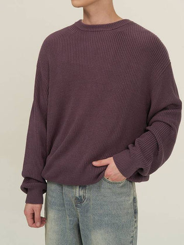 Crew Neck Hachi Knit Top Purple - EXCONTAINER - BALAAN 1