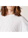 Logo Embroidered Cotton Long Sleeve T-shirt White - MIU MIU - BALAAN 5