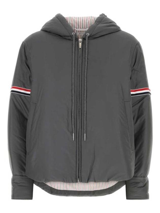 Ultra Light Nylon Tech Down Fill Armband Shirt Hem Hooded Jacket Grey - THOM BROWNE - BALAAN 2