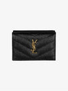 Monogram Quilted Mini Half Wallet Black - SAINT LAURENT - BALAAN 2