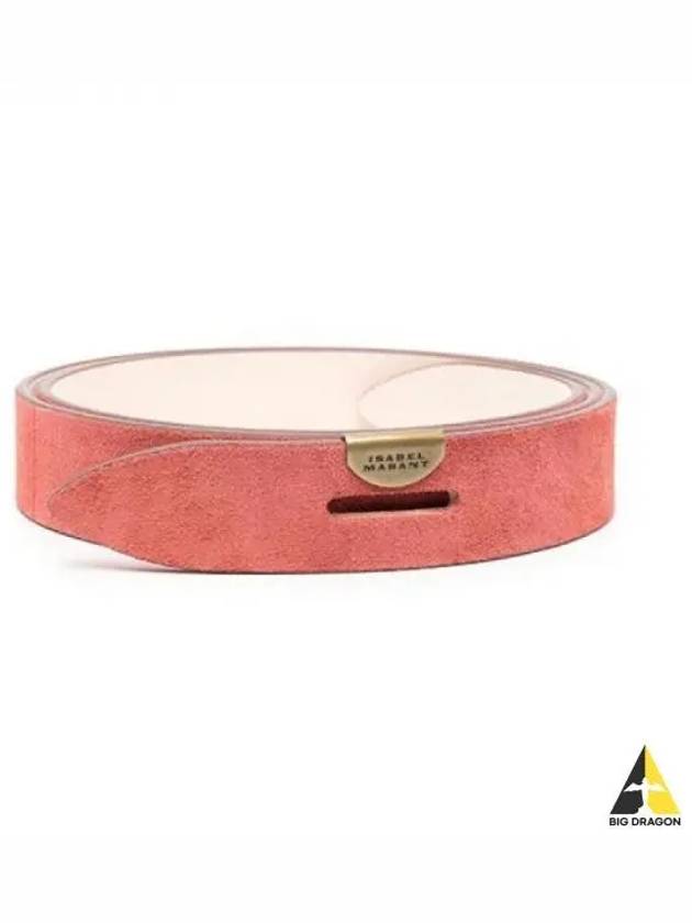 23SS Isabel Marant Women's Regular Suede Leather Belt Light Pink Green CE011CFA A1B50A - ISABEL MARANT - BALAAN 1