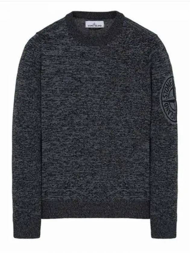 Men's Embroidered Logo Round Knit Top Black - STONE ISLAND - BALAAN 2