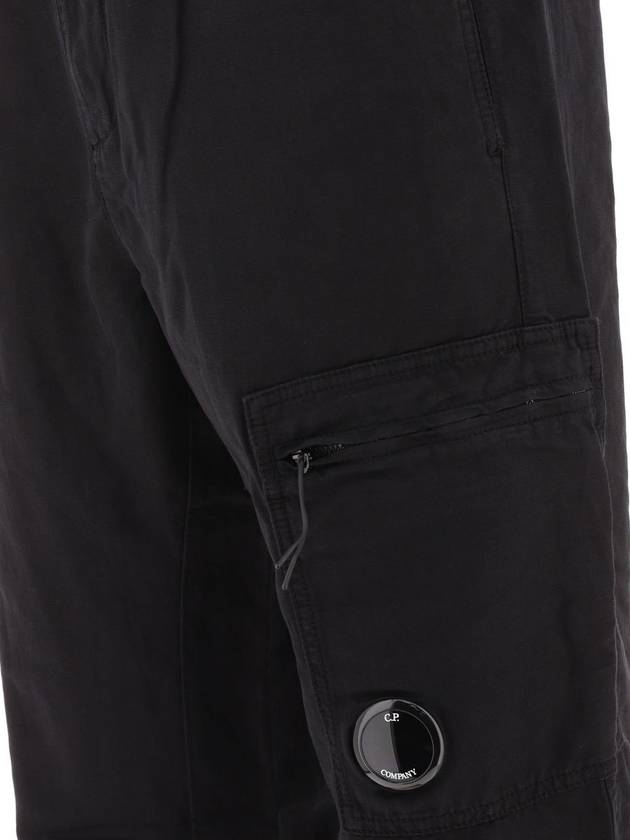 Linen Blend Cargo Straight Pants Black - CP COMPANY - BALAAN 5