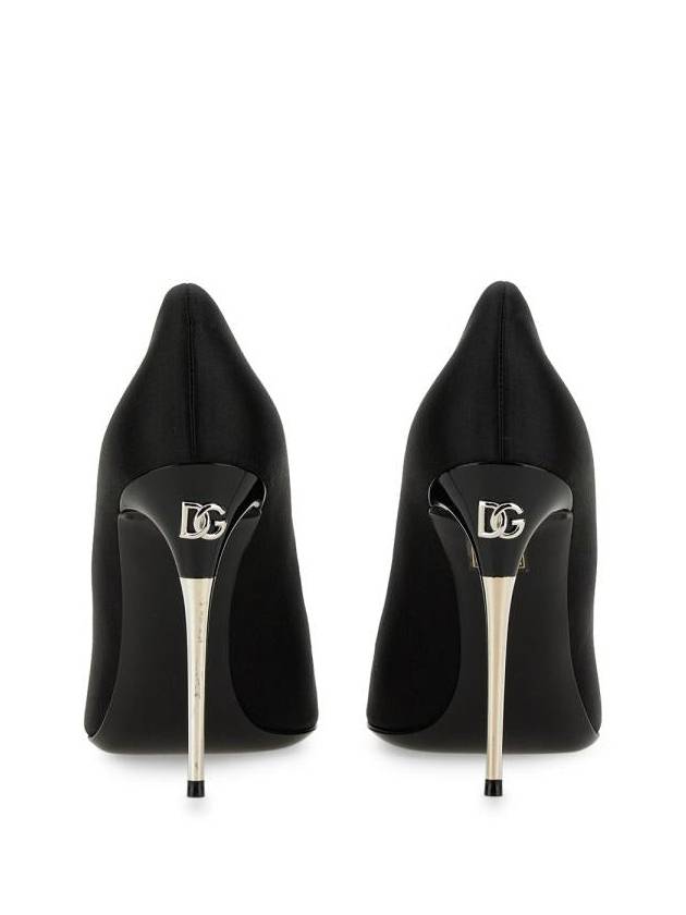 DC logo lettering pointed toe satin Pumps black - DOLCE&GABBANA - BALAAN 4