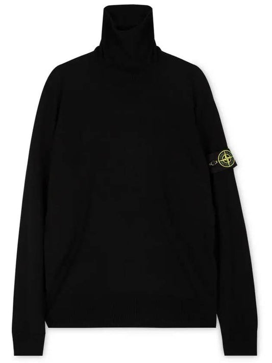 Wappen Patch Virgin Wool Turtleneck Black - STONE ISLAND - BALAAN 2