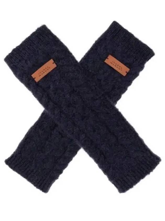 Treva Logo Patch Cable Knit Gloves Midnight - ISABEL MARANT - BALAAN 2