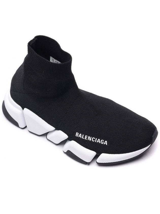 Women's Speed 2.0 Trainer Black Knit White Sole High Top Sneakers Black - BALENCIAGA - BALAAN 4