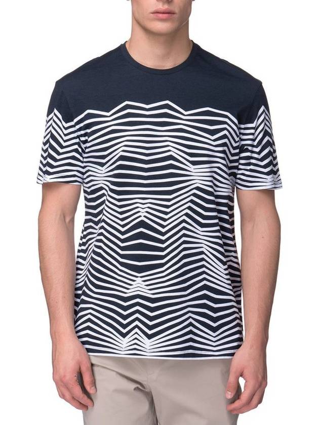 Zigzag intarsia printing t shirt navy BJT72I A539S 1118 - NEIL BARRETT - BALAAN 1