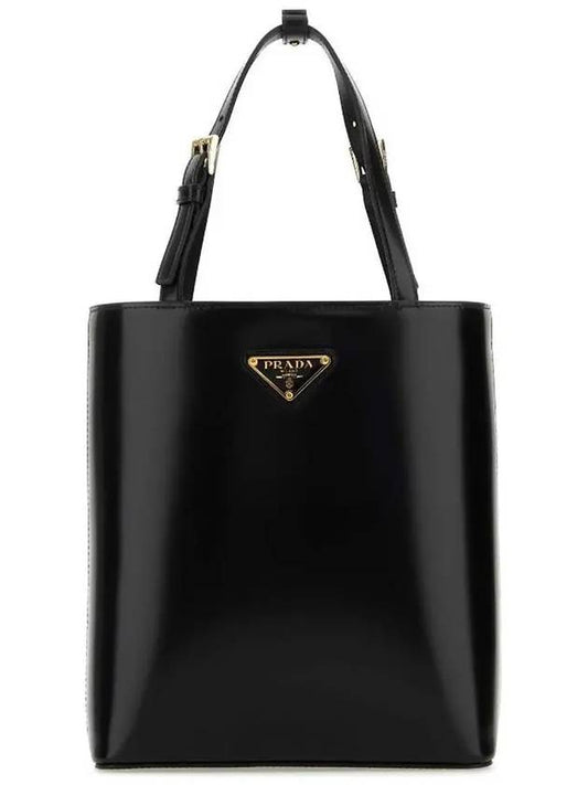 Brushed Leather Tote Bag Nero - PRADA - BALAAN 2