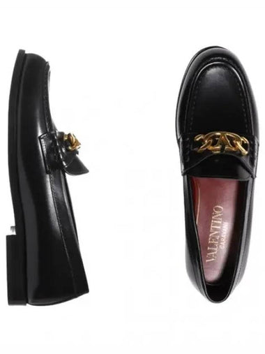 V logo chain leather loafers - VALENTINO - BALAAN 1