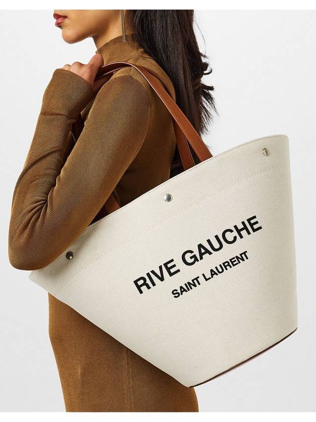 Rive Gauche Canvas Tote Bag Beige - SAINT LAURENT - BALAAN 7