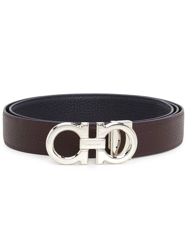 Gancini Reversible Leather Belt Midnight Blue Burgundy - SALVATORE FERRAGAMO - BALAAN 3