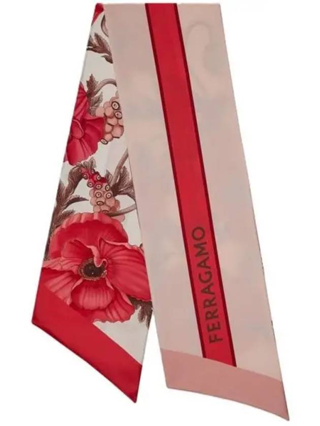 Poppies Print Silk Scarf Pink - SALVATORE FERRAGAMO - BALAAN 2