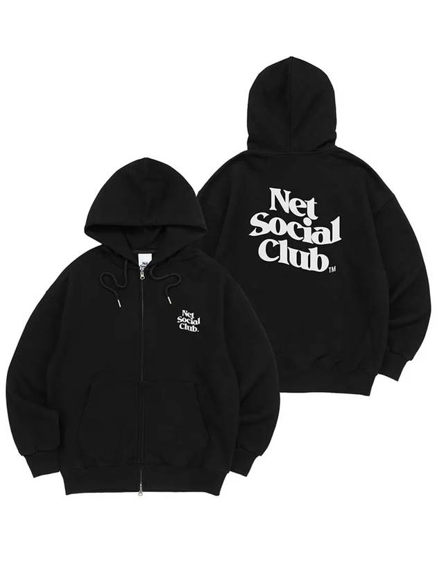 WAVY LOGO HOOD ZIP UP BLACK - NET SOCIAL CLUB - BALAAN 4