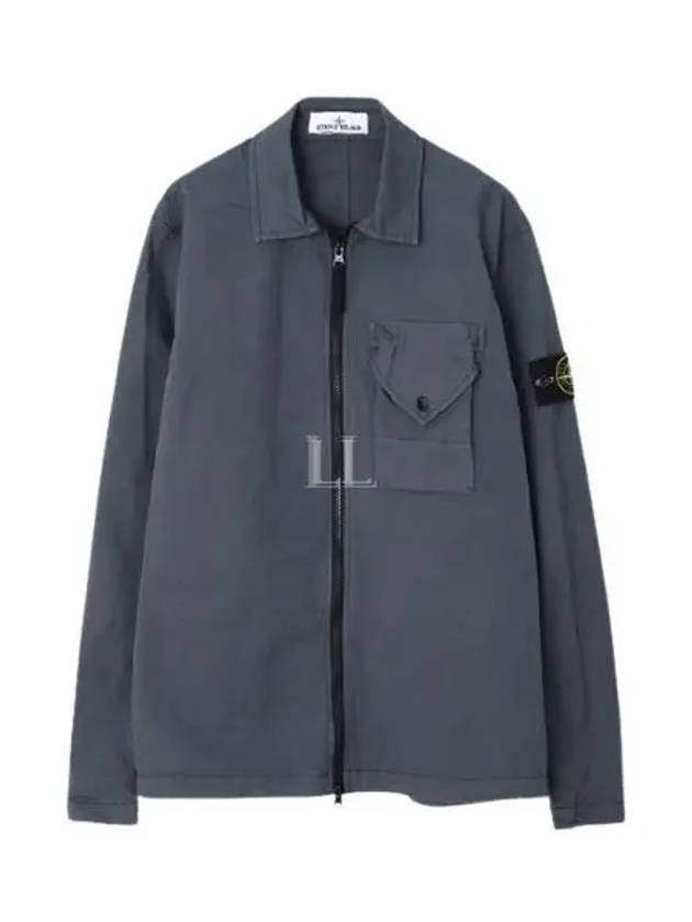 Stretch Cotton Gabardine Overshirt Jacket Dark Grey - STONE ISLAND - BALAAN 2