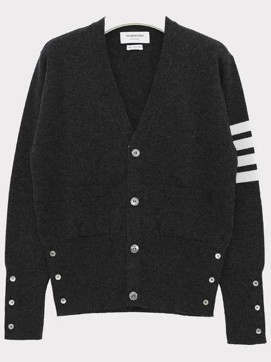 Men's Diagonal Classic Cashmere Cardigan Dark Grey - THOM BROWNE - BALAAN 2