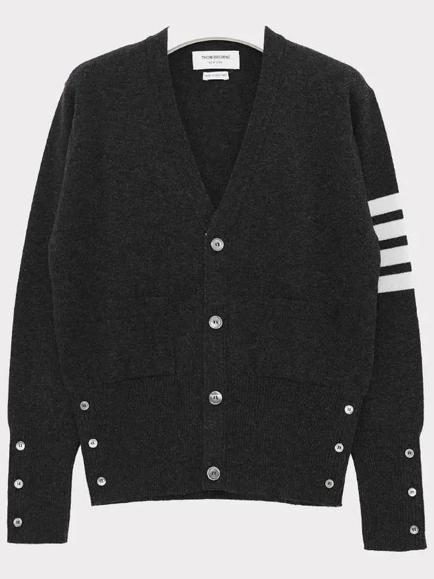 Men's Diagonal Classic Cashmere Cardigan Dark Grey - THOM BROWNE - BALAAN 4